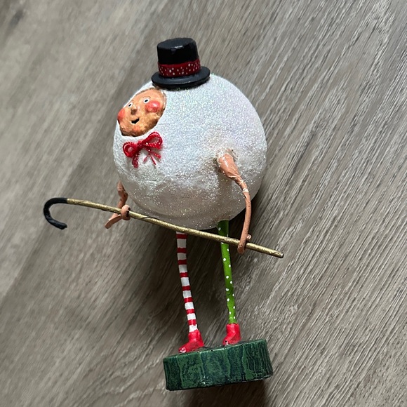 Whimsical Lori C. Mitchell Holiday Snowman with Red and Green Stripes - Picture 5 of 13